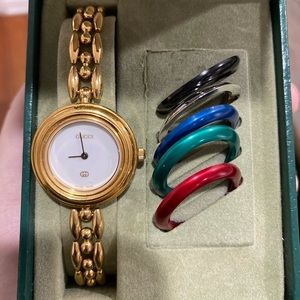 Gucci Interchangeable Bezel Gold Watch
